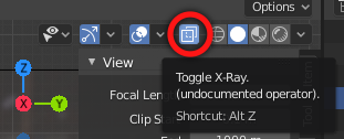 The Toggle X-Ray button