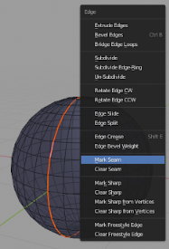 Edge menu with the action Mark seam