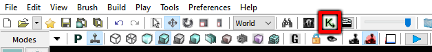 The green kismet icon highlighted in a red box in the UDK toolbar